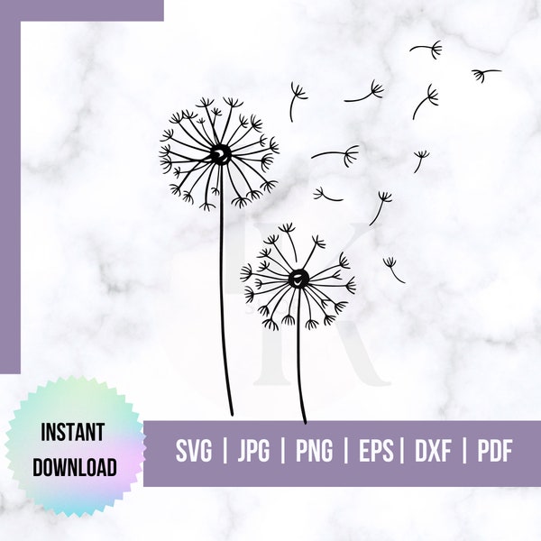 Dandelion SVG, PNG, EPS, Instant Download, Digital Download, Floral Clipart, Flower Silhouette Files for cricut