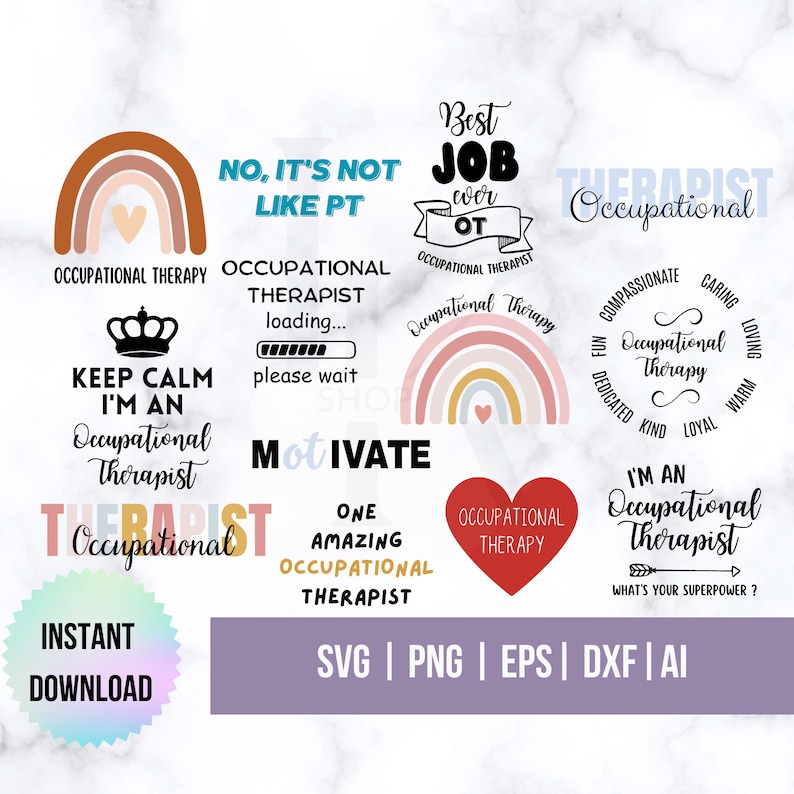 Arbetsterapeut SVG | Arbetsterapi SVG | OT-liv | Cricut- och silhuettfiler | Utskrivbar väggkonst, T-shirt, muggdesign bild 1