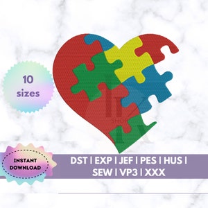 Puzzle embroidery design Autism machine embroidery designs Autism embroidery pes