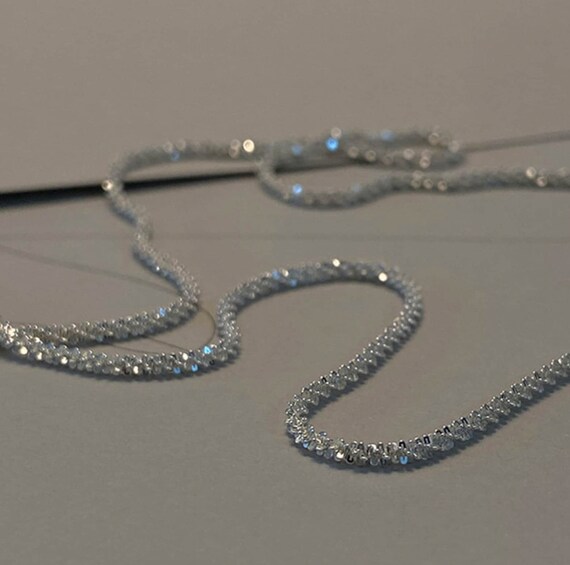 Silver sparkle chain necklace deals