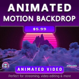 Spinning Synthwave Mountain Sunset Loop – Retro Vaporwave Motion Background