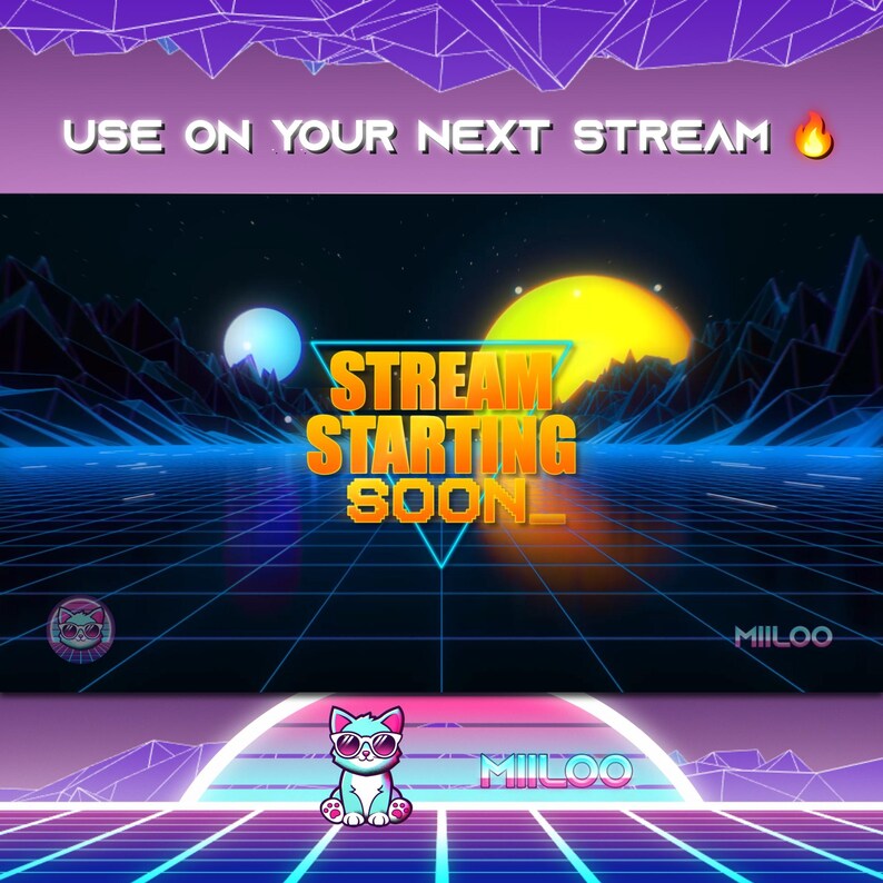 Retro Synthwave Stream Starting Soon | Animated 80s Intro Overlay ...