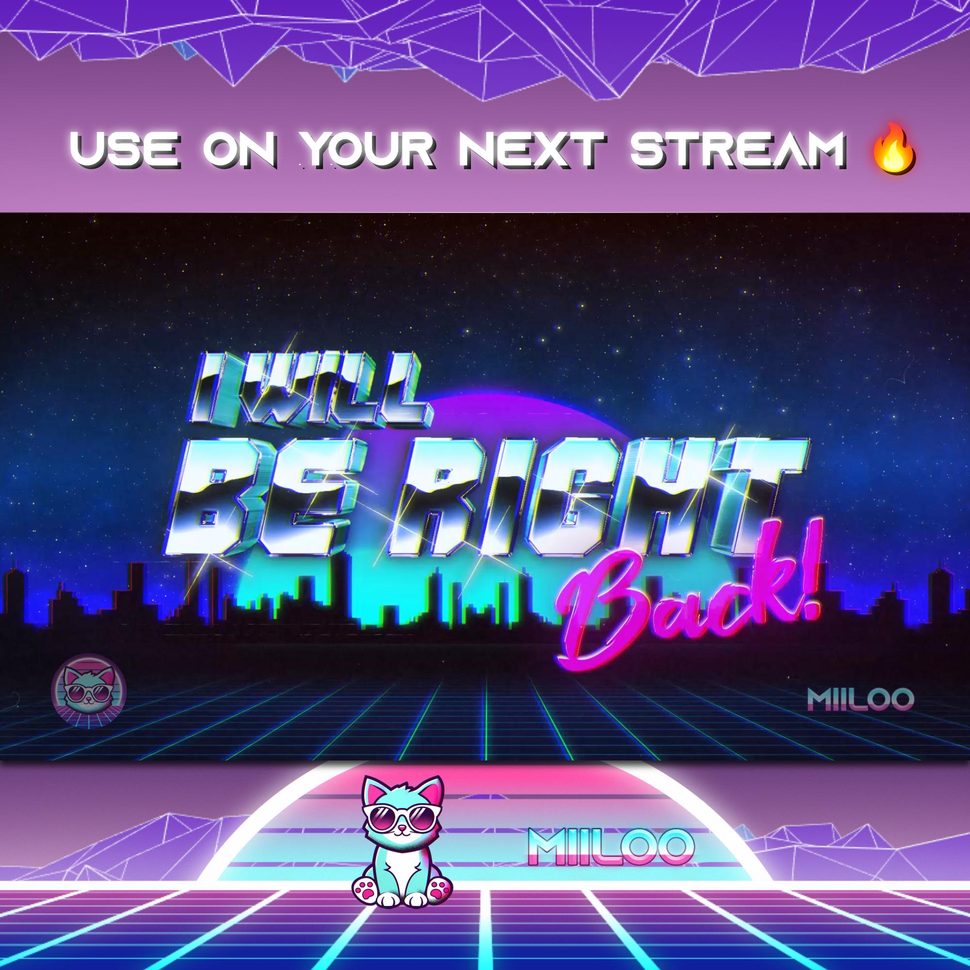 Retro Wave BRB Animated Stream Screen | 80s Synthwave Overlay (digital ...