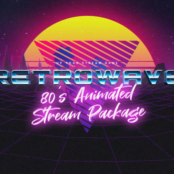 Cool 80's RetroWave Movie and Game Themed Animated Twitch Stream Package for OBS and Streamlabs OBS - Easy Setup Included