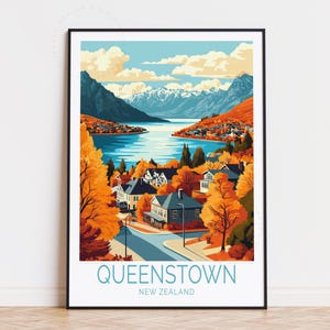 Queenstown Reise Poster, Neuseeland Wandkunst, Queenstown Neuseeland Print, Geburtstagsgeschenk, Home Decor, individuelles Reiseplakat
