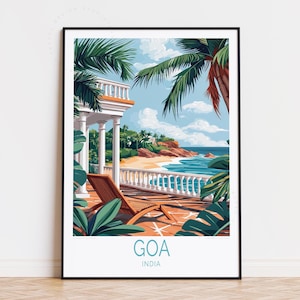 Poster di Goa, India, Arte murale indiana, Stampa di Goa, India, Regalo di nozze, Arredamento per la casa, Regali di nozze, Poster di viaggio personalizzato