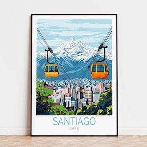 Santiago Travel Poster, Chile Wall Art, Santiago Print, Custom Travel Poster, Home Decor, Birthday Present, Wedding Gifts