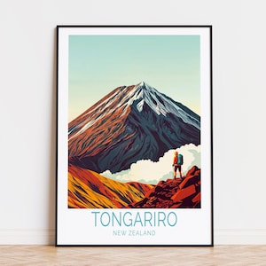 Tongariro Travel Poster, New Zealand Wall Art, Mount Tongariro New Zealand Print, Home Decor, Personalised Gifts, Birthday Present