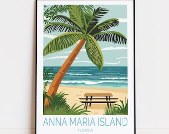 Anna Maria Island Reiseplakat, Florida Wandkunst, Anna Maria Island Florida Druck, Wohnkultur, Geburtstagsgeschenke, benutzerdefiniertes Reiseplakat