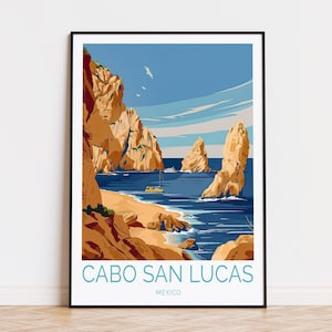 Cabo San Lucas Travel Poster, Mexico Wall Art, Cabo San Lucas Print, Home Decor, Wedding Gifts, Personalised Travel Poster