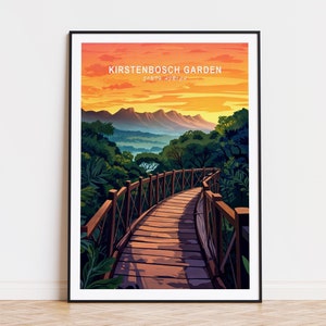 Kirstenbosch Garten Reiseplakat, Südafrika-Wandkunst, Nationaler Botanischer Garten-Druck, Innendekor, Hochzeitsgeschenke