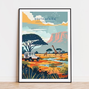 Südafrika Reiseplakat, Afrika Wandkunst, Südafrika Safari Plakat, personalisiertes Reiseplakat, Geburtstagsgeschenke, Hochzeitsgeschenk
