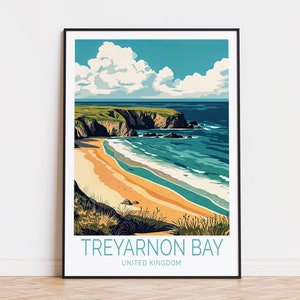 Treyarnon Bay Travel Poster, United Kingdom Wall Art, Treyarnon Bay Print, Personalised Travel Poster, Birthday Gifts