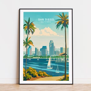 San Diego Travel Poster, California Wall Art, San Diego Coastal Print, Travel Home Decor, Personalised Travel Poster