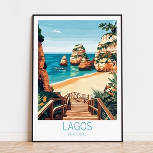 Lagos Portugal Travel Poster, Portugal Wall Art, Lagos Print, Home Decor, Custom Travel Poster, Birthday Present, Wedding Gifts
