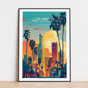 Los Angeles California Travel Poster, Los Angeles Wall Art, California Sunset Print, Custom Travel Poster, Birthday Gifts