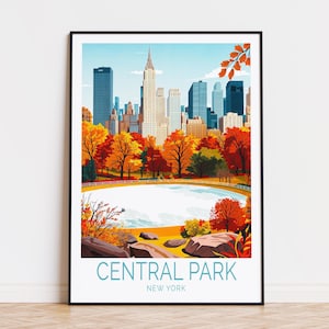 Central Park Travel Poster, New York Wall Art, Central Park Print, Personalised Travel Poster, Wedding Gifts, Birthday Present