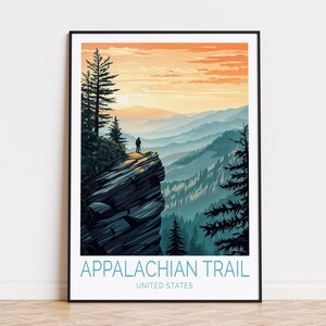 Appalachian Trail Travel Poster, United States Wall Art, Appalachian Trail Print, Sunset Poster, Home Decor, Birthday Gifts