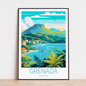 Grenada Caribbean Travel Poster, Caribbean Wall Art, Grenada Caribbean Print, Custom Travel Poster, Birthday Present