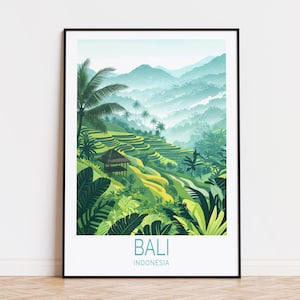 Bali Indonesien Reise Poster, Indonesien Wandkunst, Bali Print, Wohnkultur, Geburtstagsgeschenke, Hochzeitsgeschenk, personalisierte Reise Poster