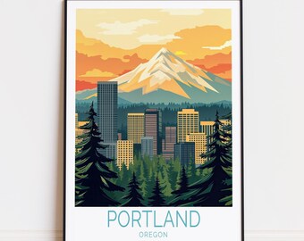 Portland Travel Poster, Oregon Wall Art, Portland Oregon Print, Personalised Travel Poster, Home Decor, Birthday Gifts