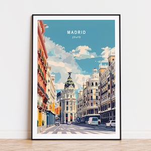 Madrid Spanien Reiseplakat, Spanien Madrid Druck, Spanien Wandkunst, personalisiertes Reiseplakat, Hochzeitsgeschenke, Geburtstagsgeschenk