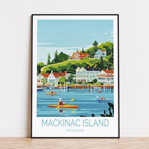 Mackinac Island Travel Poster, Michigan Wall Art, Mackinac Island Print, Custom Travel Poster, Home Decor, Wedding Gifts