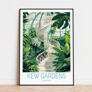 Kew Gardens Reiseplakat, London Wandkunst, Royal Botanic Gardens Druck, Wohnkultur, personalisiertes Reiseplakat, Geburtstagsgeschenke