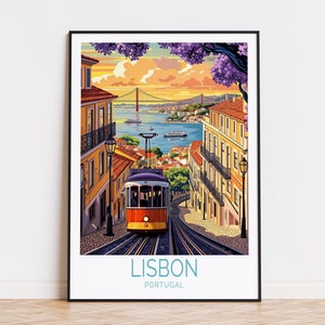 Póster de viaje de Lisboa, Portugal, arte mural de Portugal, impresión de Lisboa, decoración del hogar, regalo de cumpleaños, póster de viaje personalizado