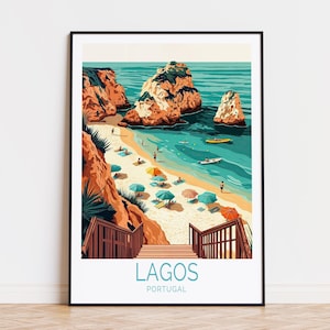 Lagos Portugal Travel Poster, Portugal Wall Art, Lagos Print, Personalised Travel Poster, Home Decor, Birthday Present