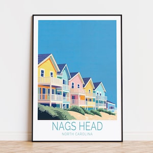 Nags Head North Carolina Reiseplakat, Nags Head Print, North Carolina Wandkunst, Wohnkultur, Geburtstagsgeschenk, Hochzeitsgeschenke