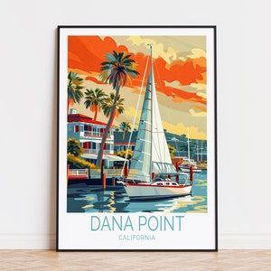 Dana Point Travel Poster, California Wall Art, Dana Point Print, Home Decor, Birthday Gifts, Personalised Travel Poster