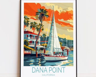 Reseposter med Dana Point, väggkonst i Kalifornien, tryck med Dana Point, heminredning, födelsedagspresenter, personlig reseposter