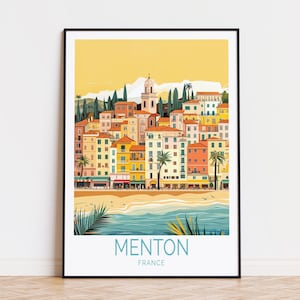 Menton France Travel Poster, France Wall Art, Menton Print, Birthday Gifts, Home Decor, Personalised Travel Poster