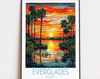 Everglades Travel Poster, Florida Wall Art, Everglades Sunset Print, Florida National Park Poster, Personalised Gifts, Home Decor