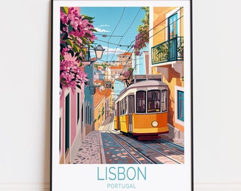 Lisbon Travel Poster, Portugal Wall Art, Lisbon Print, Home Decor, Birthday Present, Wedding Gifts, Custom Travel Poster