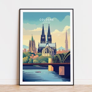 Cologne Germany Travel Poster, Germany Wall Art, Cologne Print, Custom Travel Poster, Wedding Gifts, Home Decor, Birthday Present