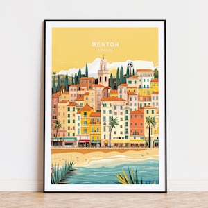Menton France Travel Poster, France Wall Art, Menton France Print, Wedding Gifts, Travel Home Decor, Birthday Present
