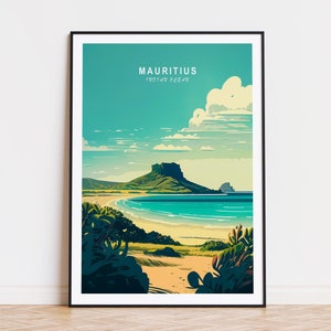 Mauritius Travel Poster, Indian Ocean Wall Art, Mauritius Coast Print, Birthday Gifts, Wedding Present, Home Decor