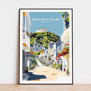 Mackinac Island Travel Poster, Michigan Wall Art, Mackinac Island Print, Home Decor, Birthday Gifts, Wedding Present