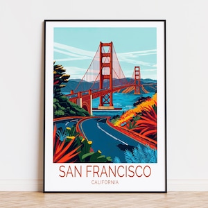 San Francisco Travel Poster, California Wall Art, Golden Gate Bridge California Print, Birthday Present, Personalised Gifts, Home Decor