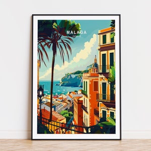 Malaga Spain Travel Poster, Spain Wall Art, Malaga Spain Print, Home Decor, Personalised Travel Poster, Birthday Gifts
