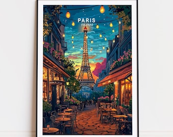 Paris Eiffel Tower France Travel Poster, Paris France City Wall Art, Eiffel Tower Paris, Birthday Gifts, Personalised Gifts