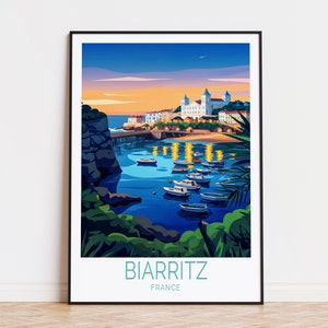 Biarritz France Travel Poster, France Wall Art, Biarritz Print, Birthday Gifts, Wedding Present, Home Decor, Custom Travel Poster