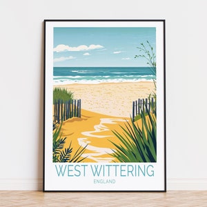 West Wittering England Travel Poster, England Wall Art, West Wittering Chichester Print, Birthday Gifts, Home Decor, Custom Travel Poster
