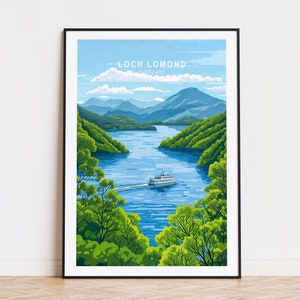 Loch Lomond Scotland Travel Poster, Scotland Wall Art, Loch Lomond Print, Home Decor, Birthday Gifts, Personalised Travel Poster