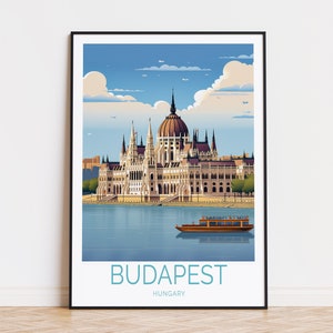 Budapest Hungary Travel Poster, Hungary Wall Art, Budapest Coast Print, Home Decor, Birthday Gifts, Wedding Present