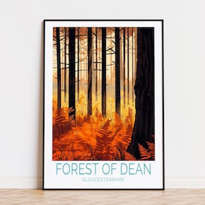 Forest Of Dean Reiseplakat, Gloucestershire Wandkunst, Forest Of Dean England Druck, Geburtstagsgeschenke, individuelles Reiseplakat