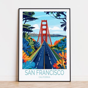 San Francisco California Travel Poster, California Wall Art, San Francisco Golden Gate Bridge Print, Birthday Gifts, Custom Travel Poster