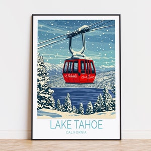 Lake Tahoe Travel Poster, California Wall Art, Lake Thoe Print, Home Decor, Birthday Present, Personalised Travel Poster
